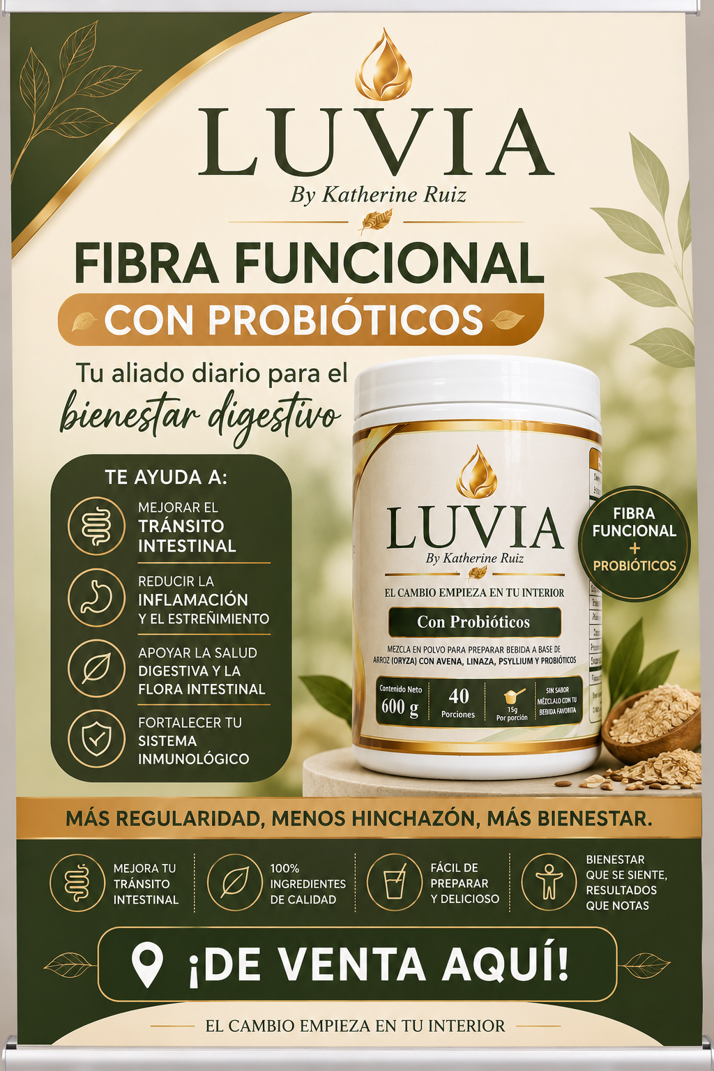 LUVIA 600g – Fibra Funcional con Probióticos