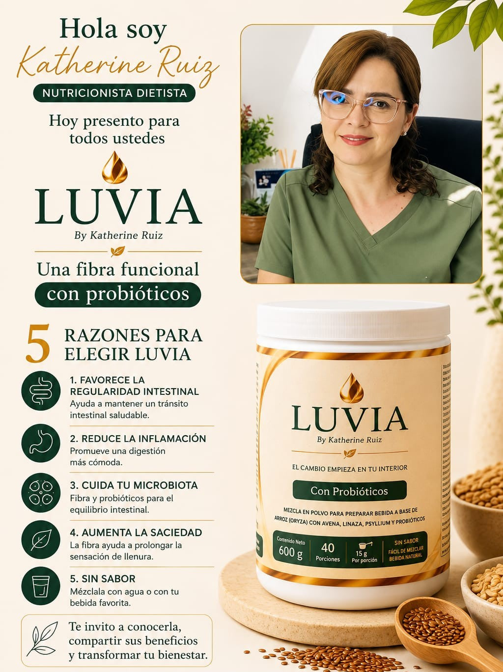 LUVIA 600g – Fibra Funcional con Probióticos