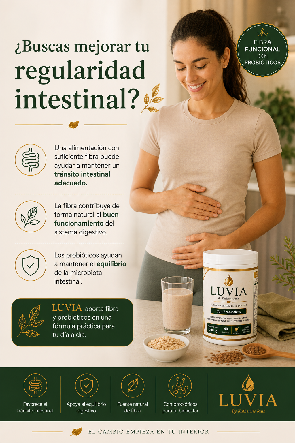 LUVIA 600g – Fibra Funcional con Probióticos